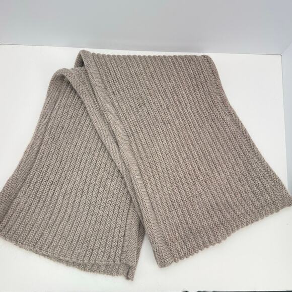 Ribbed Knit Wool Blend Made in Italy Minimalistic Basic Stretch Scarf Gray - Picture 3 of 7